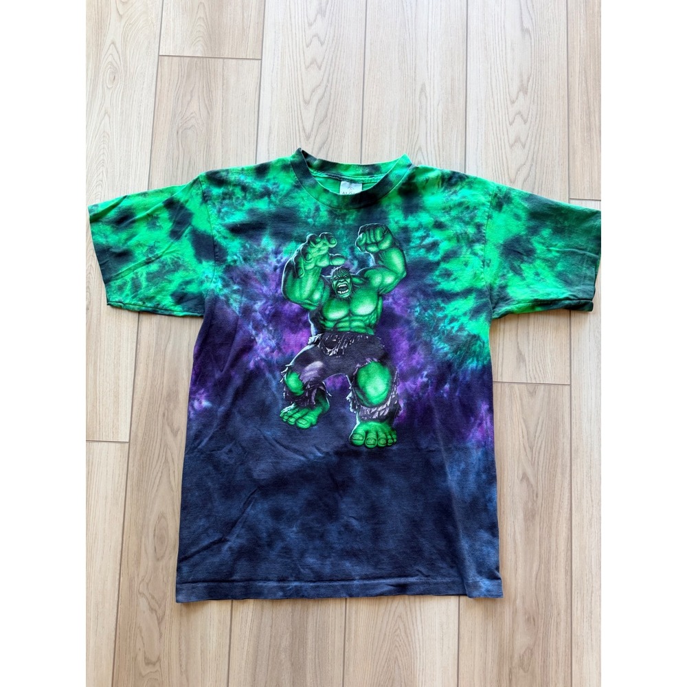 Vintage Alore Hulk T-Shirt Mens Large Green Purple Tie Dye Single Stitch USA